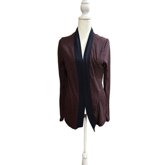 J. Crew Striped Medium Cardigan Sweater Navy Blue Red - Picture 1 of 5